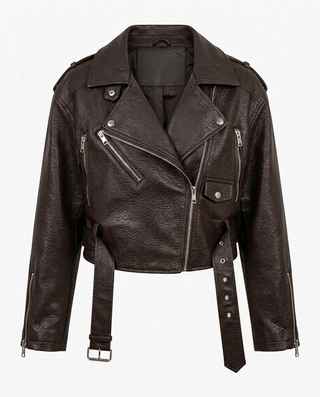 Annalise Faux Leather Jacket 'Brown'