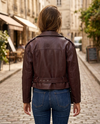 Annalise Faux Leather Jacket 'Burgundy'