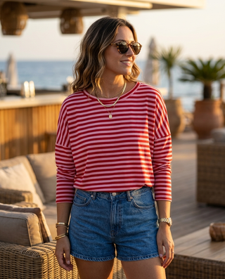 Lolita Striped Sweatshirt 'Baby Pink & Red'