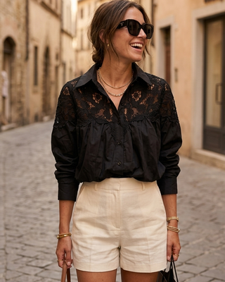 Mariella Lace Shirt 'Black'