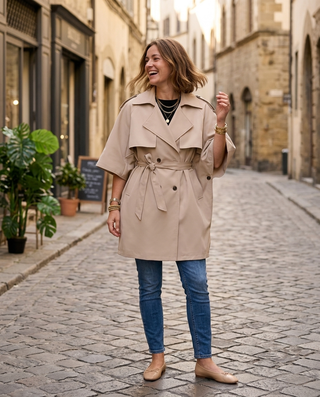 Vela Cape Trench Coat 'Beige'