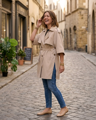 Vela Cape Trench Coat 'Beige'