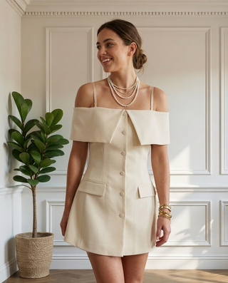 Monroe Structured Dress 'Cream'