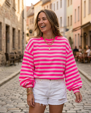 Siena Striped Neon Sweatshirt 'Pink' LIVE 27/8