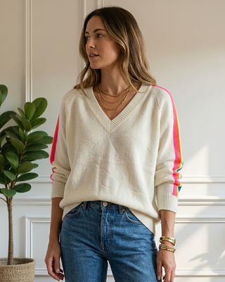 Maris Rainbow Knit Jumper 'Cream'