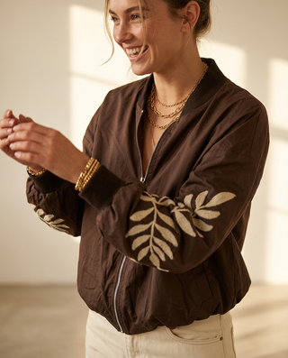 Alice Embroidered Bomber Jacket 'Brown'