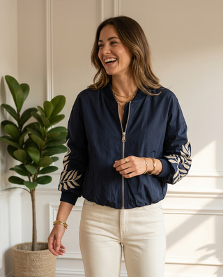 Alice Embroidered Bomber Jacket 'Navy'