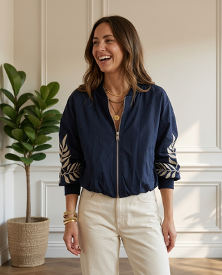Alice Embroidered Bomber Jacket 'Navy'