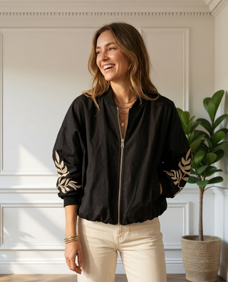 Alice Embroidered Bomber Jacket 'Black'