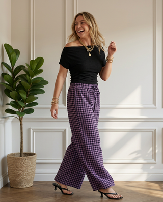 Bloom Gingham Trousers 'Purple & Black'