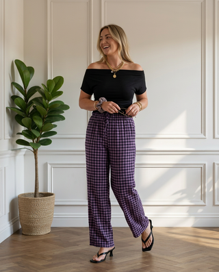 Bloom Gingham Trousers 'Purple & Black'