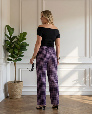 Bloom Gingham Trousers 'Purple & Black'