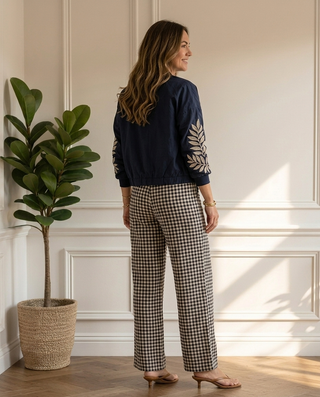 Bloom Gingham Trousers 'Navy & Beige'