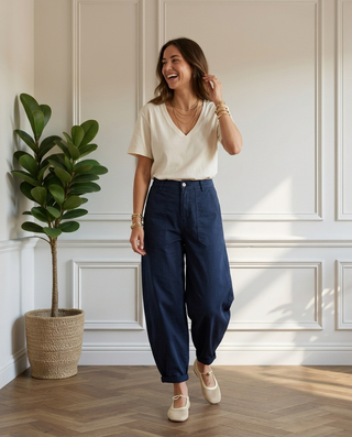 Marla Cotton Trousers 'Navy'