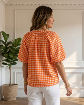 Ophelia Cotton Checkered Top 'Pink & Orange' LIVE 03/09