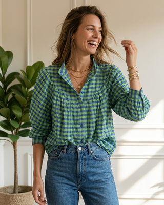 Ina Gingham Shirt 'Green & Blue'