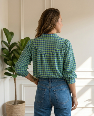 Ina Gingham Shirt 'Green & Blue'