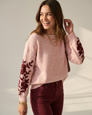 Solina Wool Knit Jumper 'Pink & Burgundy'