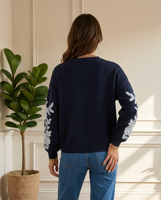 Solina Wool Knit Jumper 'Navy & Baby Blue'
