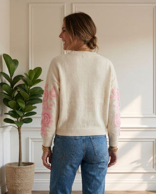 Solina Wool Knit Jumper 'Cream & Baby Pink'