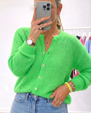 Knit Jordan Cardigan ‘Neon Green' - Kid Mohair (Code: JORDAN99 - 2 Colours for €99)