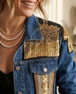 Empress Gold Embellished Denim Jacket