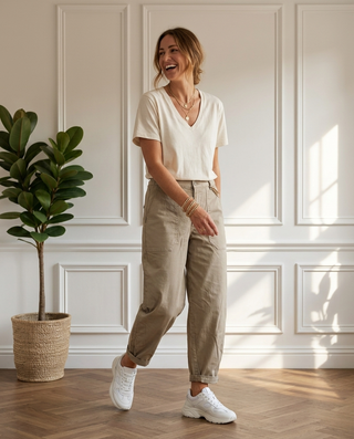 Marla Cotton Trousers 'Khaki Beige'