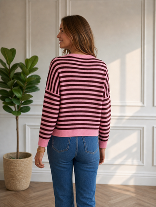 Harry V neck 'Pink and Burgundy' knit