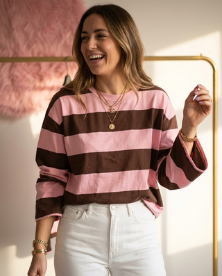 Florence 'baby pink and brown' top