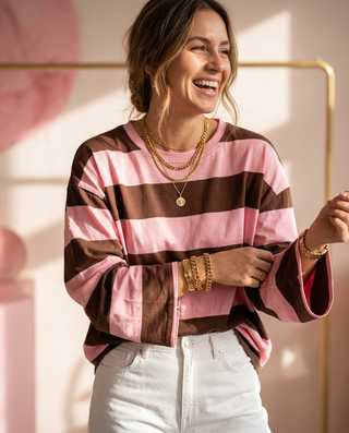 Florence 'baby pink and brown' top