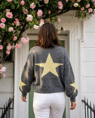 Seren Wool Cardigan 'Grey & Lemon' LIVE 31/9