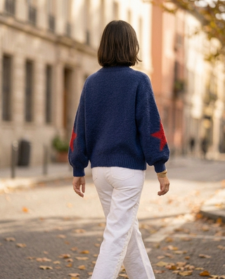 Nellie jumper 'Royal blue & Red'
