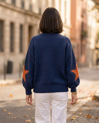Nellie jumper  'Dark Navy & Orange'