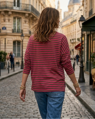 Lolita Striped Sweatshirt 'Forest Green & Pink'