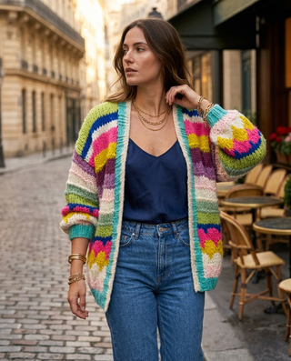 Wildberry Wool Hand Knitted Cardigan 'Multicoloured'