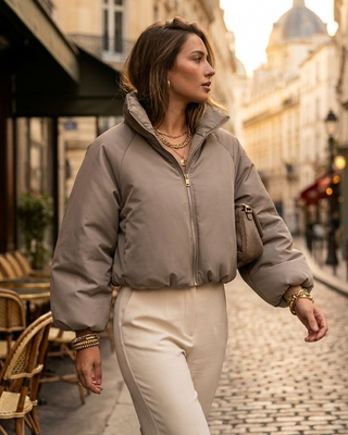 Delia Puff Jacket 'Beige'