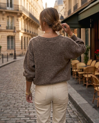 Celia Wool Knit Jumper 'Mocha' LIVE 17/9