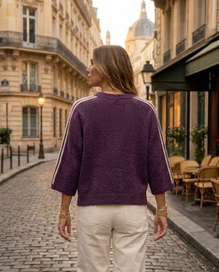 Gerri Wool Stripes Jumper 'Plum & Cream' LIVE 24/9
