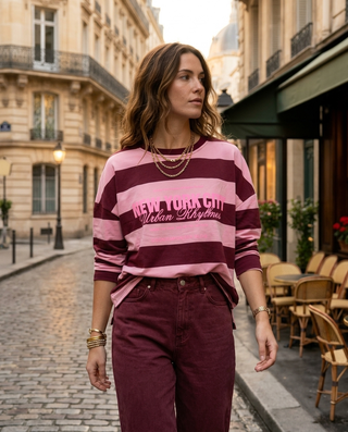 Harry Stripes Sweatshirt 'Burgundy & Pink' LIVE 17/9