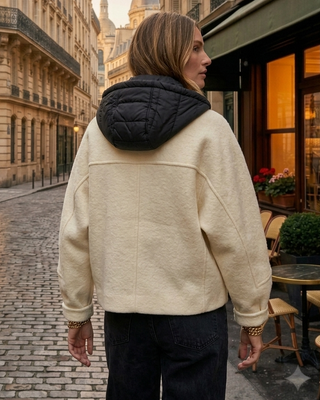 Irana Knit Hooded Jacket 'Cream & Black' LIVE 17/9