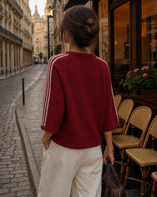 Gerri Wool Stripes Jumper 'Burgundy & Baby Pink' LIVE 24/9