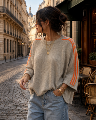 Gerri Wool Stripes Jumper 'Beige & Orange' LIVE 24/9