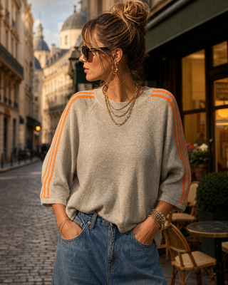 Gerri Wool Stripes Jumper 'Beige & Orange' LIVE 24/9