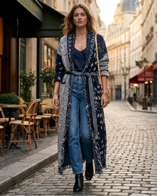 Mahogany Lux Cardigan 'Navy & Grey'