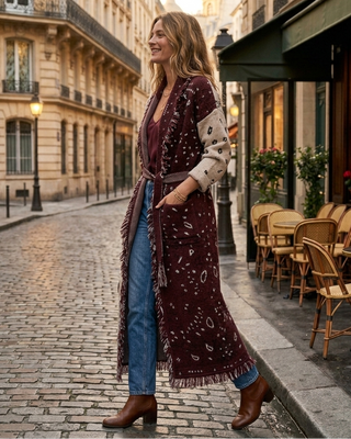 Mahogany Lux Cardigan 'Burgundy & Cream' LIVE 24/9