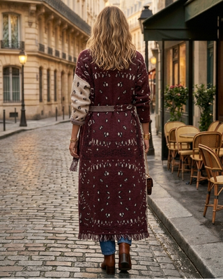 Mahogany Lux Cardigan 'Burgundy & Cream' LIVE 24/9