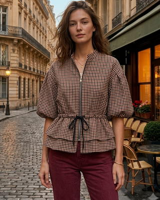 Elara Cropped Jacket 'Burgundy'