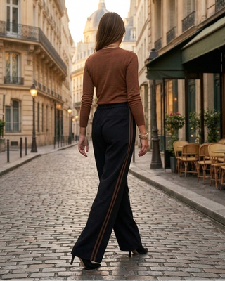Camden Viscose Stripes Trousers 'Black & Brown' LIVE 17/9
