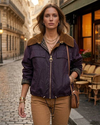 Ava Wax Effect Jacket 'Plum'