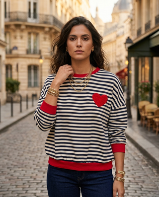 Bobby Striped Sweatshirt 'Navy/Cream/Red'